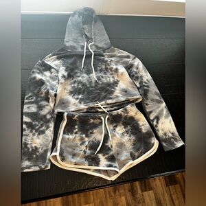 Tie-Dye Hoodie and Shorts Set